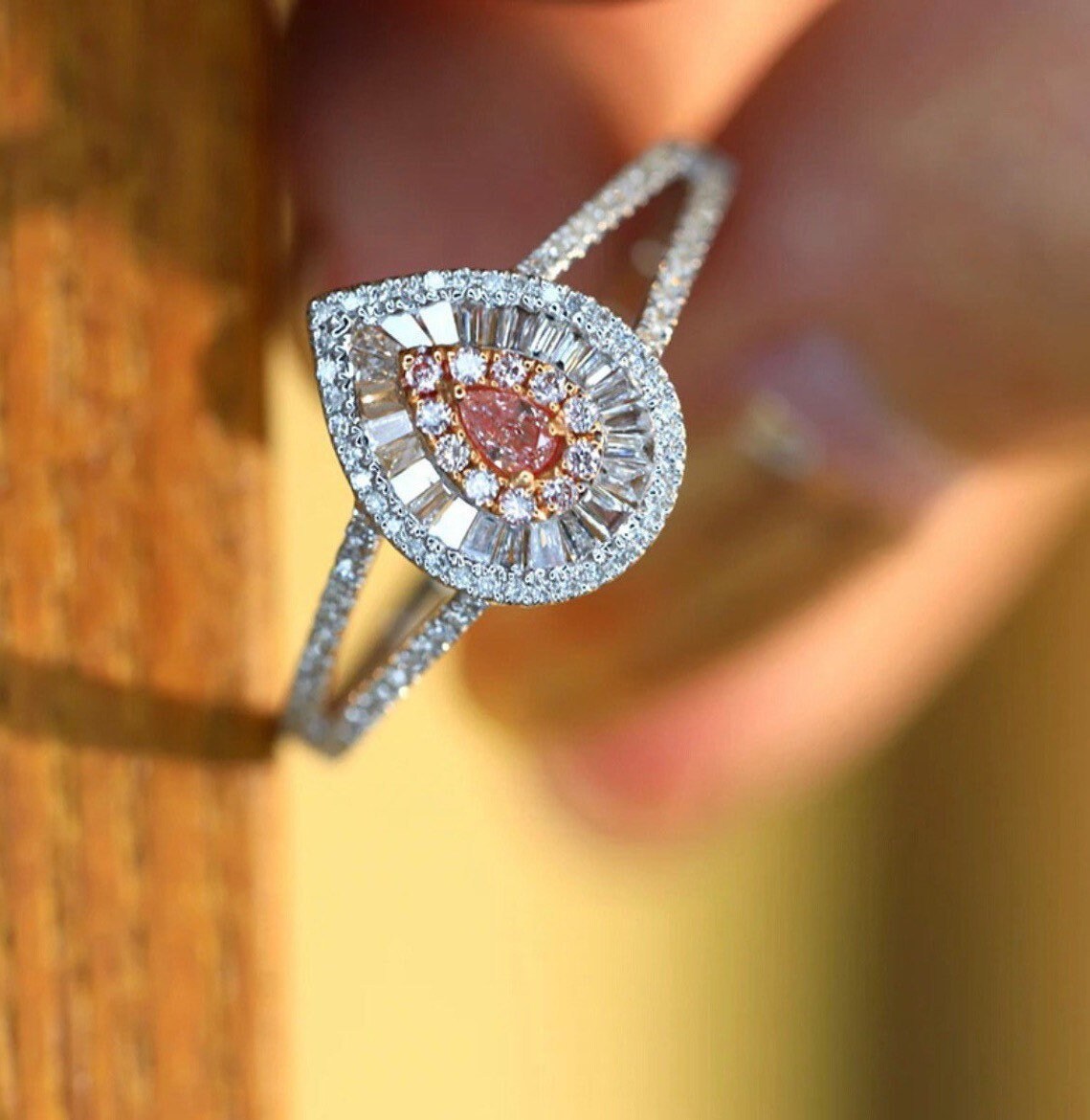 Blush 5 Carat Pear Shape Light Pink VVS2 Diamond Engagement Ring | Nekta  New York